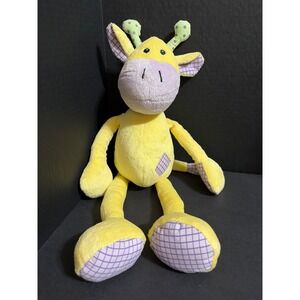 HTF Baby Ganz Buddies Giraffe Long Rattle Crinkle Plush Toy Yellow Purple Lovey